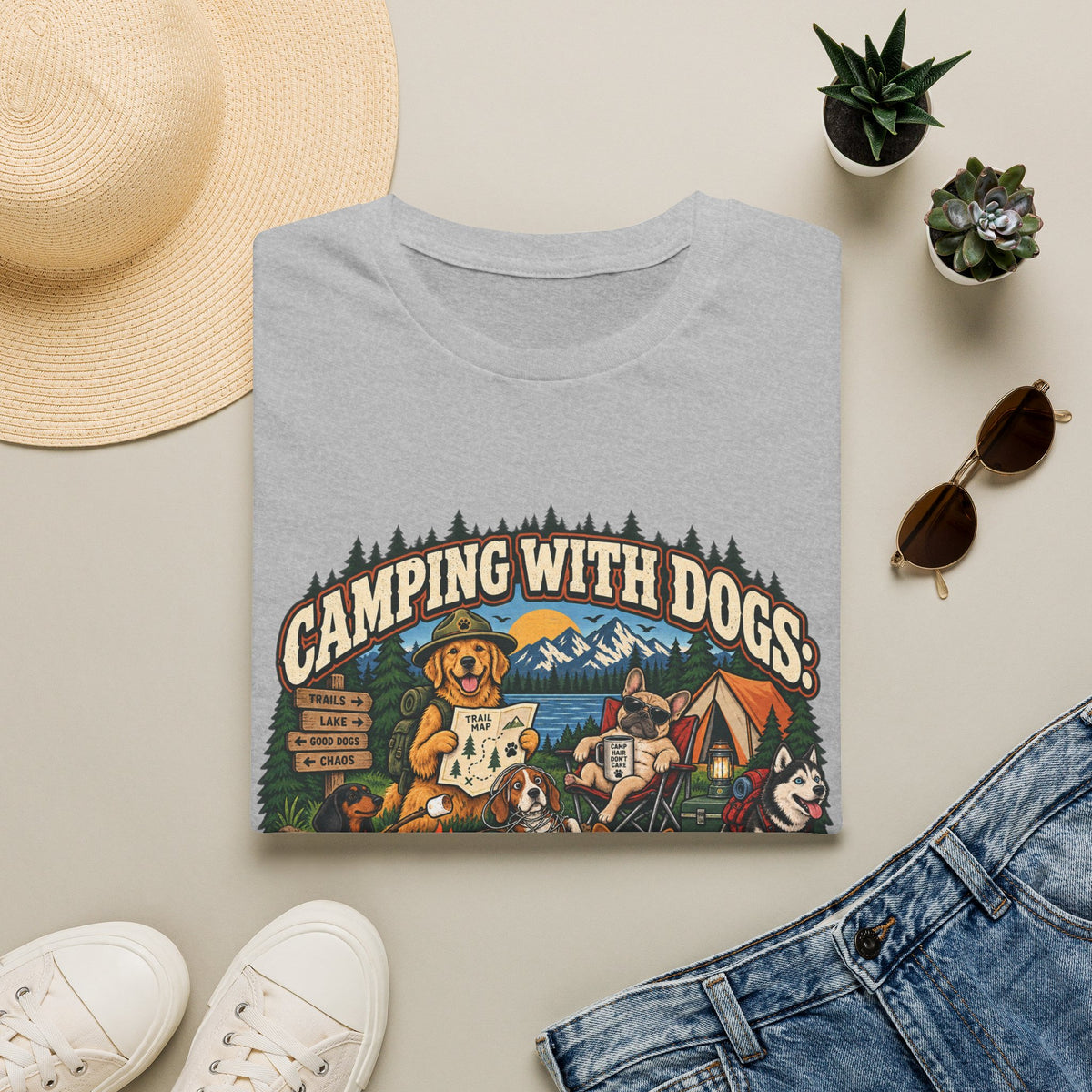 Camping With Dogs T-Shirt — Vintage Outdoor Dog Lover Tee