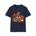 Dog Mom Fall T-Shirt — 'Canine Cares Co.' Pumpkin & Plaid Autumn Tee