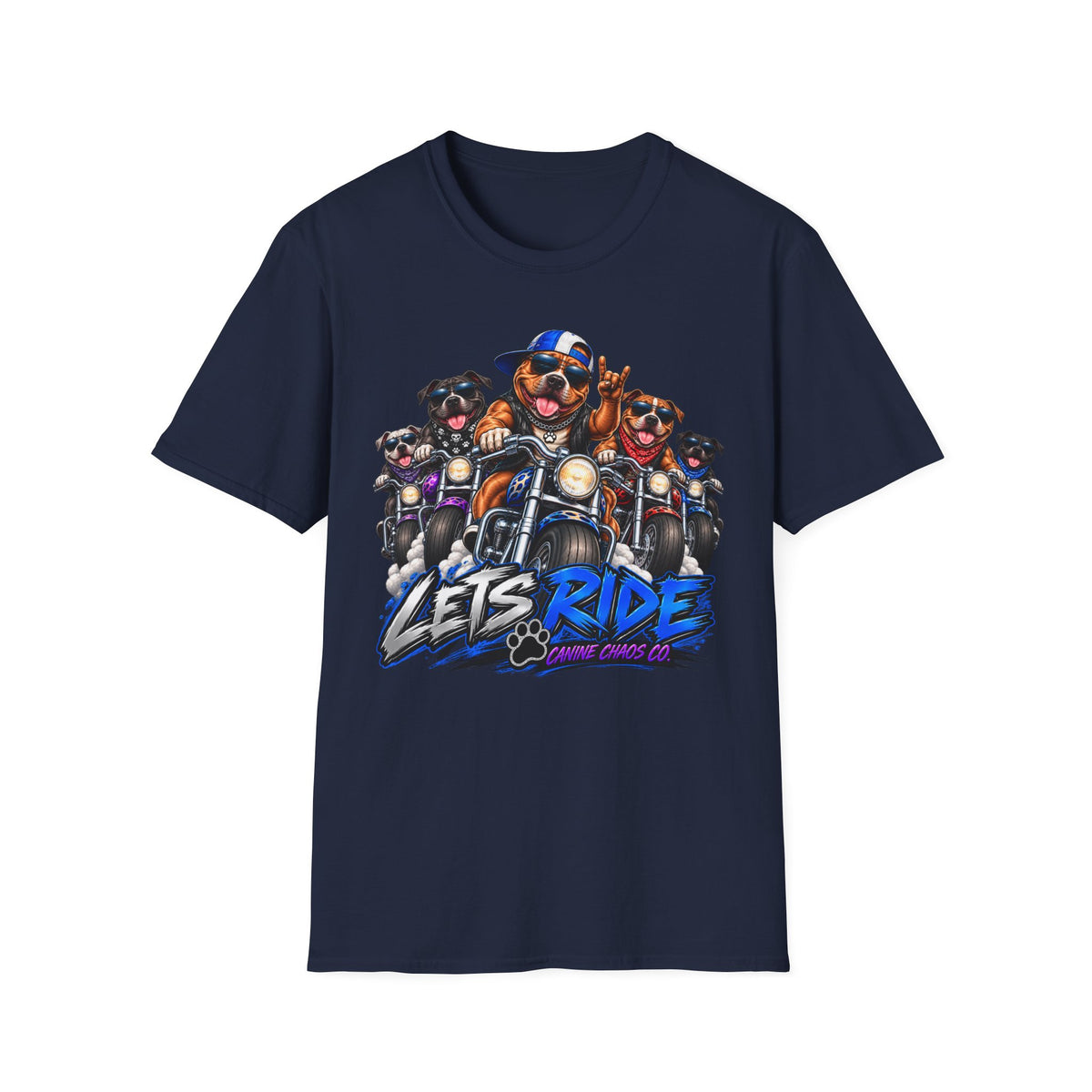 Let's Ride Dogs Motorcycle T-Shirt — Funny Biker Pups Graphic Tee