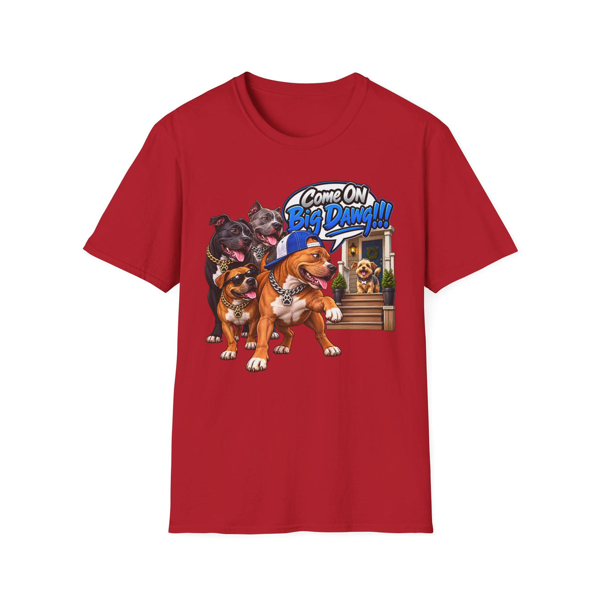 Come On Big Dawg! Funny Bulldog & Pups Graphic T-Shirt