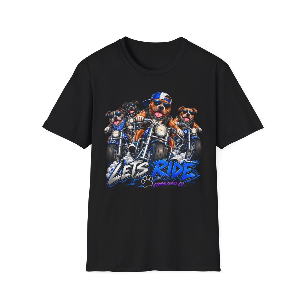 Let's Ride Motorcycle Dogs T-Shirt — Funny Biker Pup Graphic Tee