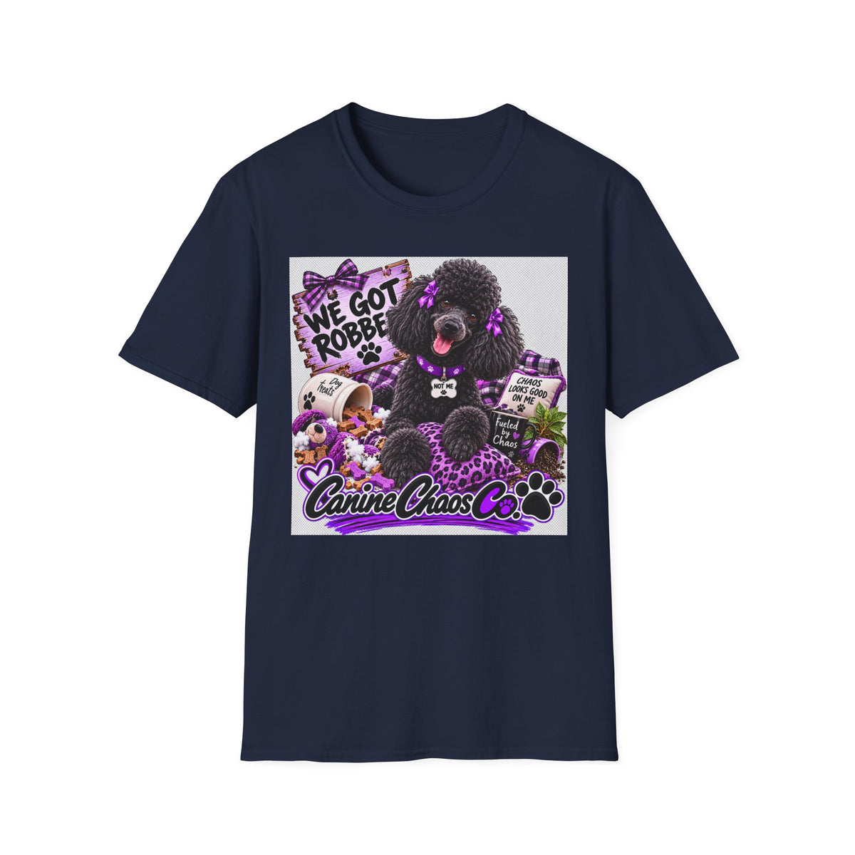 Poodle Paw Print Tee — “We Got Robbed” Canine Chaos Co. Graphic Shirt