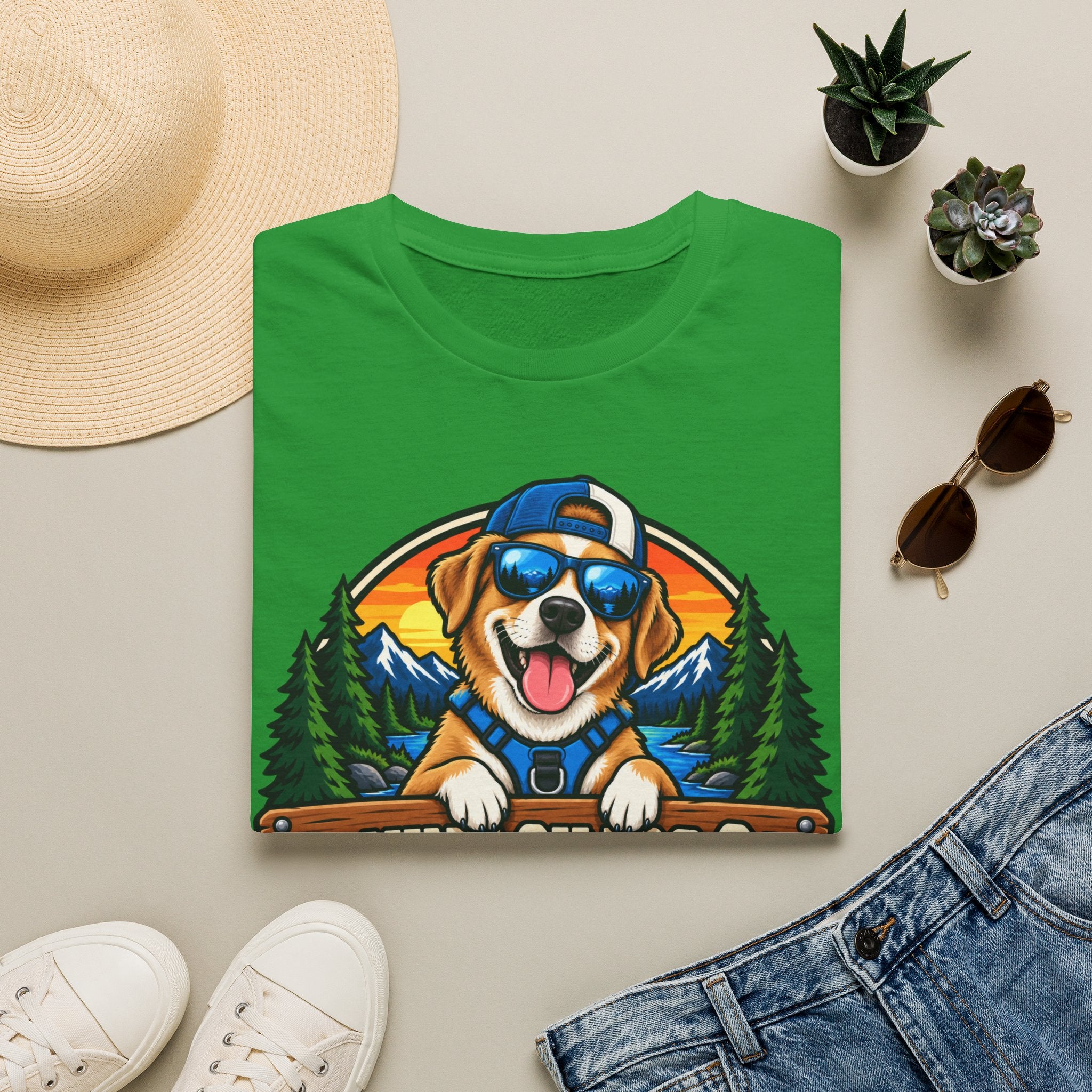 Dog Adventure T-Shirt — "Canine Chaos Co." Cute Hiking Pup Graphic