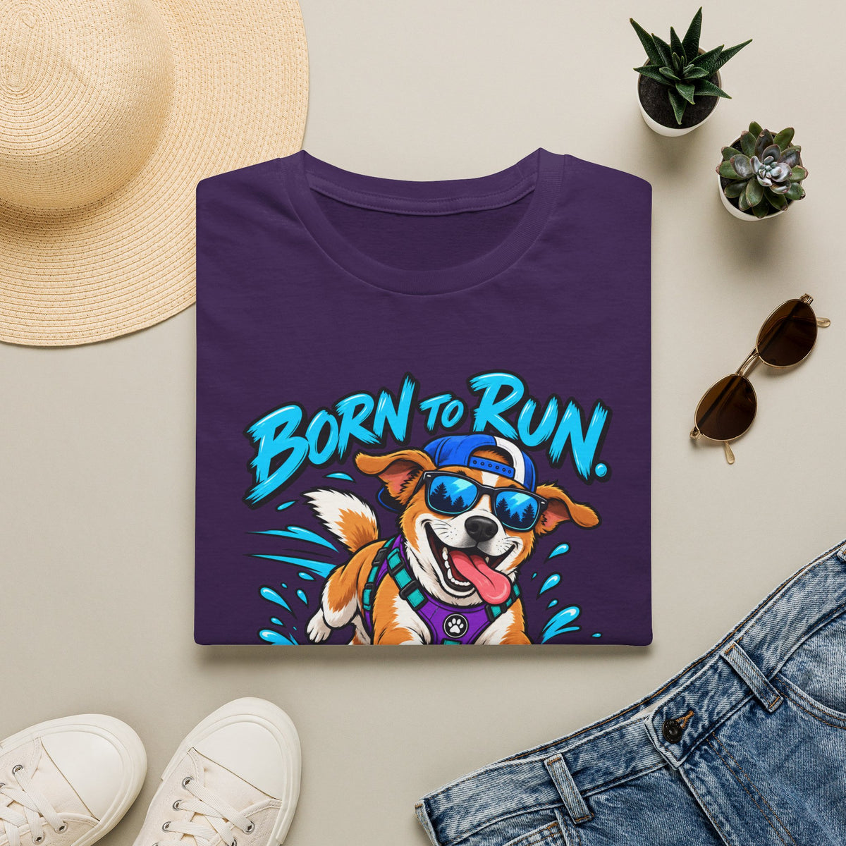 Born to Run Dog T-Shirt — "Born to Run, Distracted by Everything" Cute Corgi Running Tee