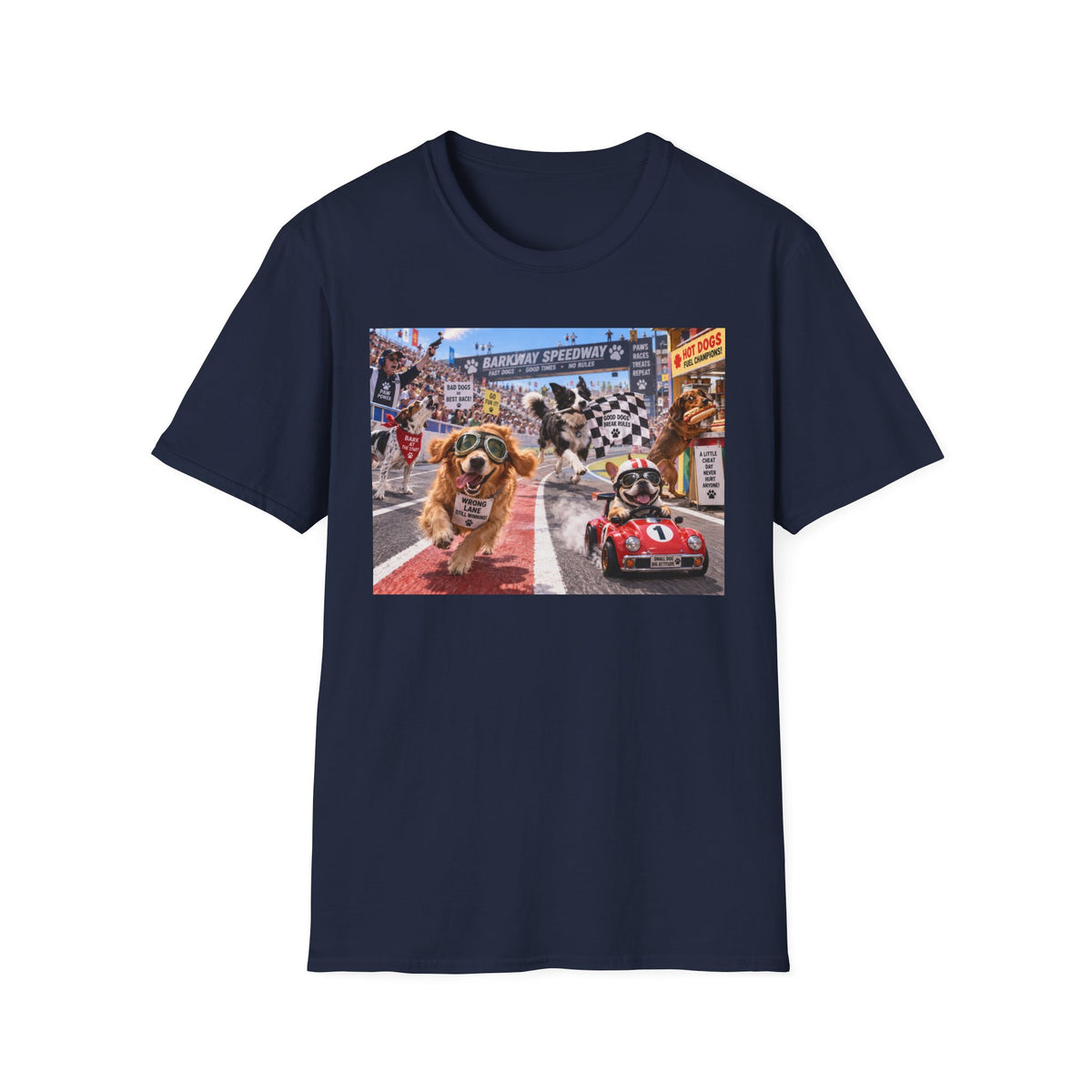 Dog Racing Graphic T-Shirt — Vintage Pit Stop Cartoon Tee