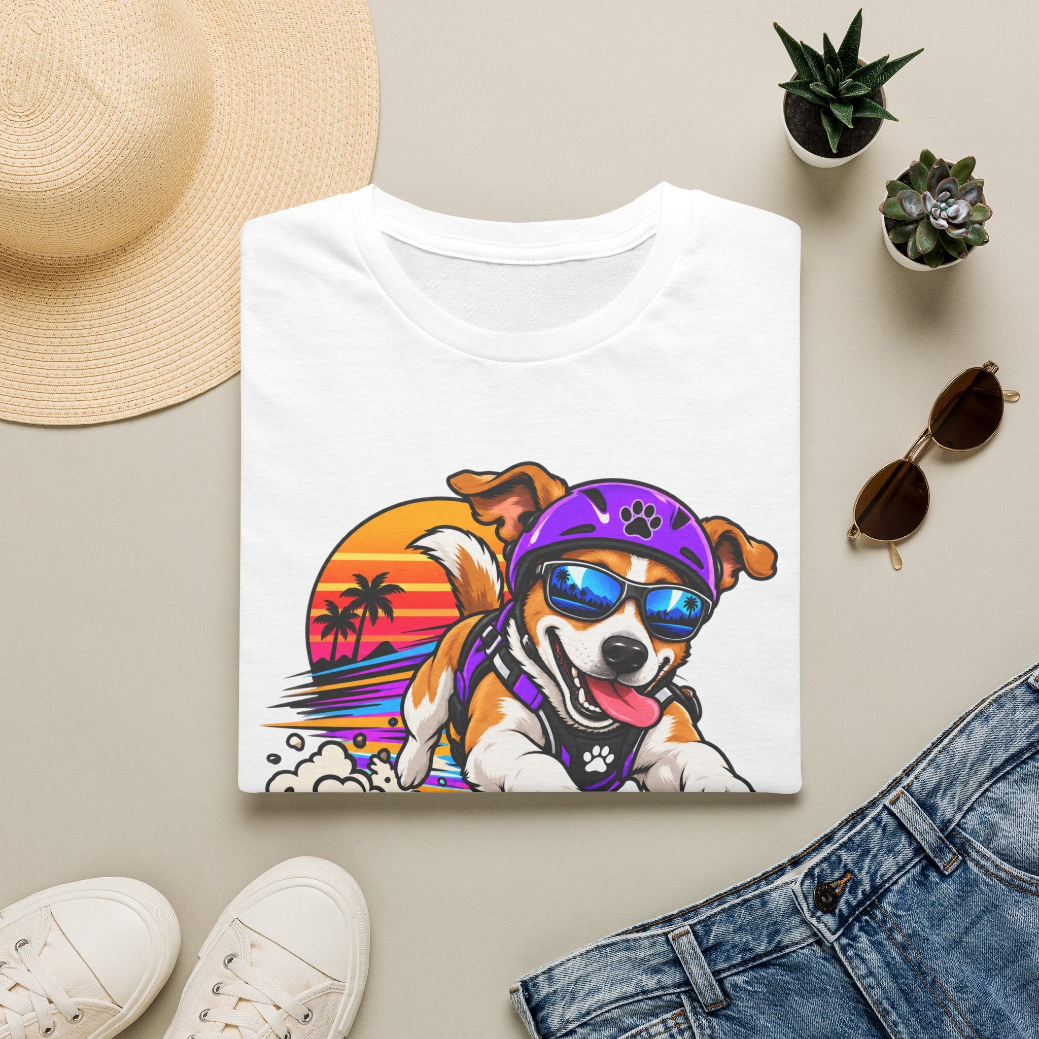 Full Send Dog T-Shirt – Retro Surfing Pup Graphic Tee