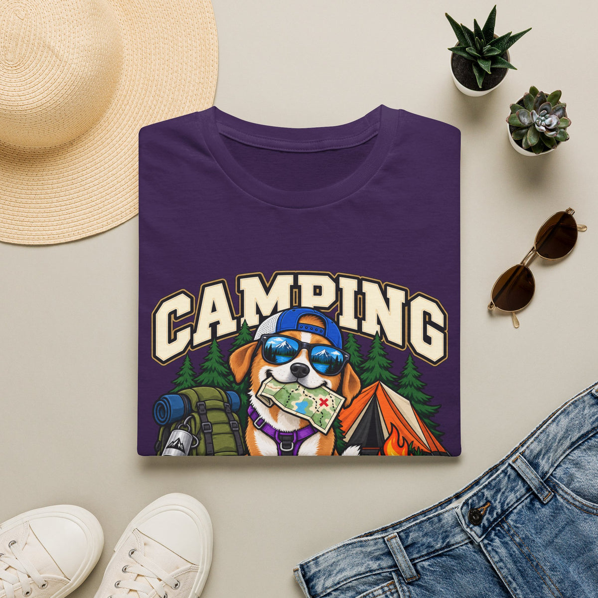 Camping Was My Idea T-Shirt — Funny Dog Camper Graphic Tee