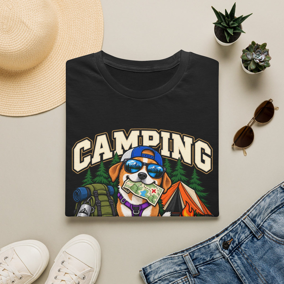 Camping Was My Idea T-Shirt — Funny Dog Camper Graphic Tee