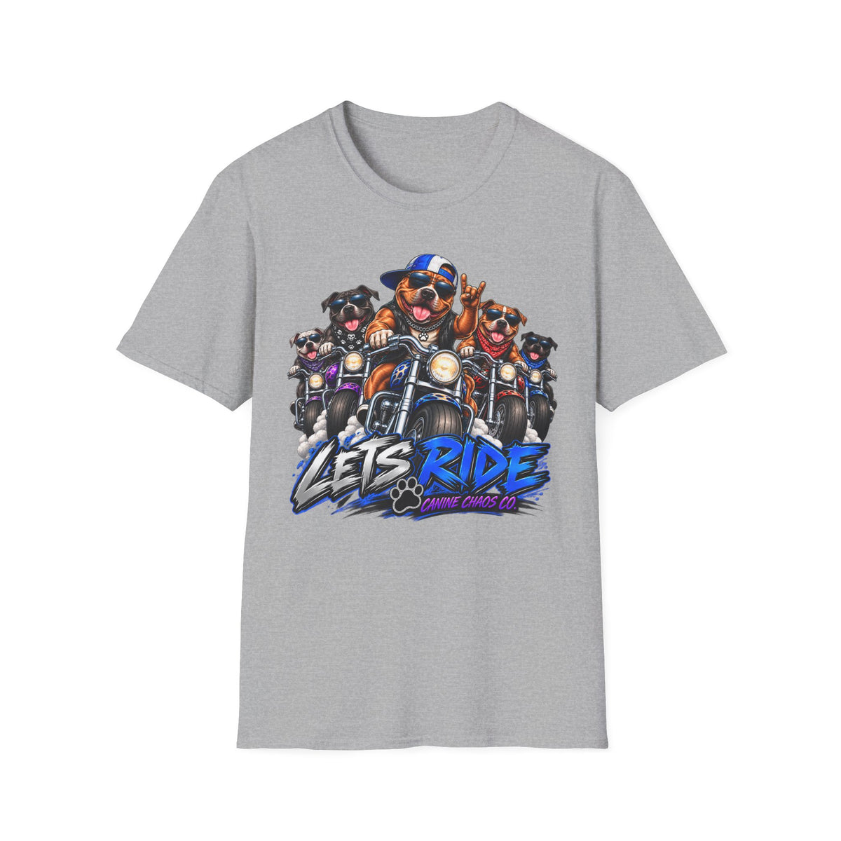Lets Ride Dog Motorcycle T-Shirt — Funny Biker Dogs Graphic Tee