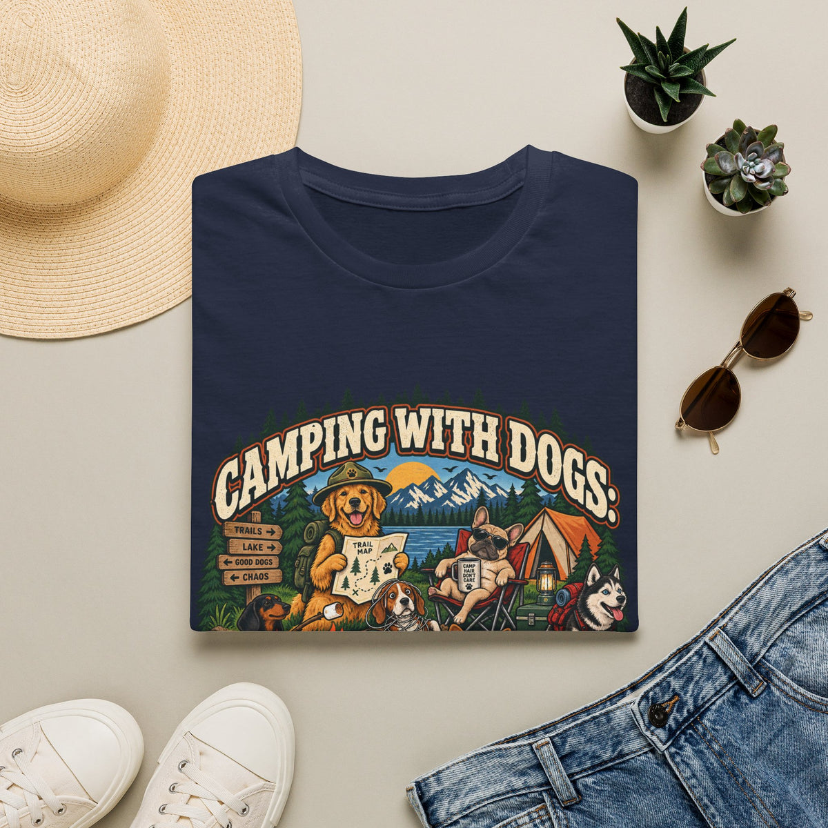 Camping With Dogs T-Shirt — Vintage Outdoor Dog Lover Tee