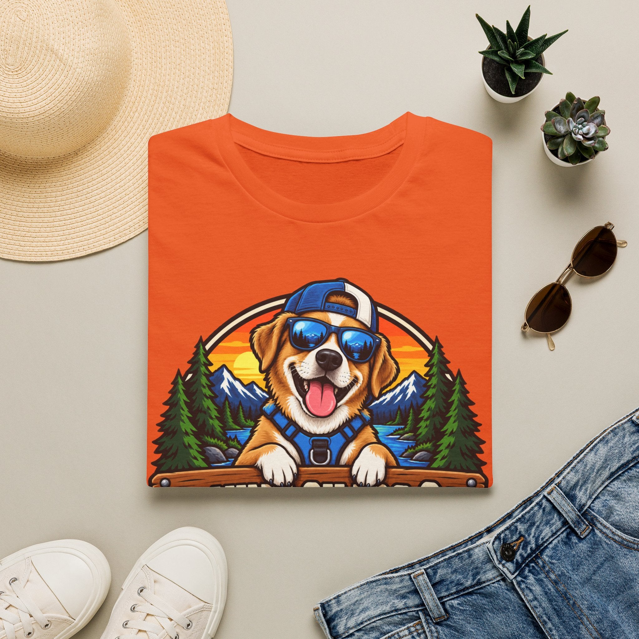 Dog Adventure T-Shirt — "Canine Chaos Co." Cute Hiking Pup Graphic
