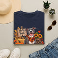 Hello Fall Dog T-Shirt — Autumn Pumpkins & Sunflowers Graphic Tee