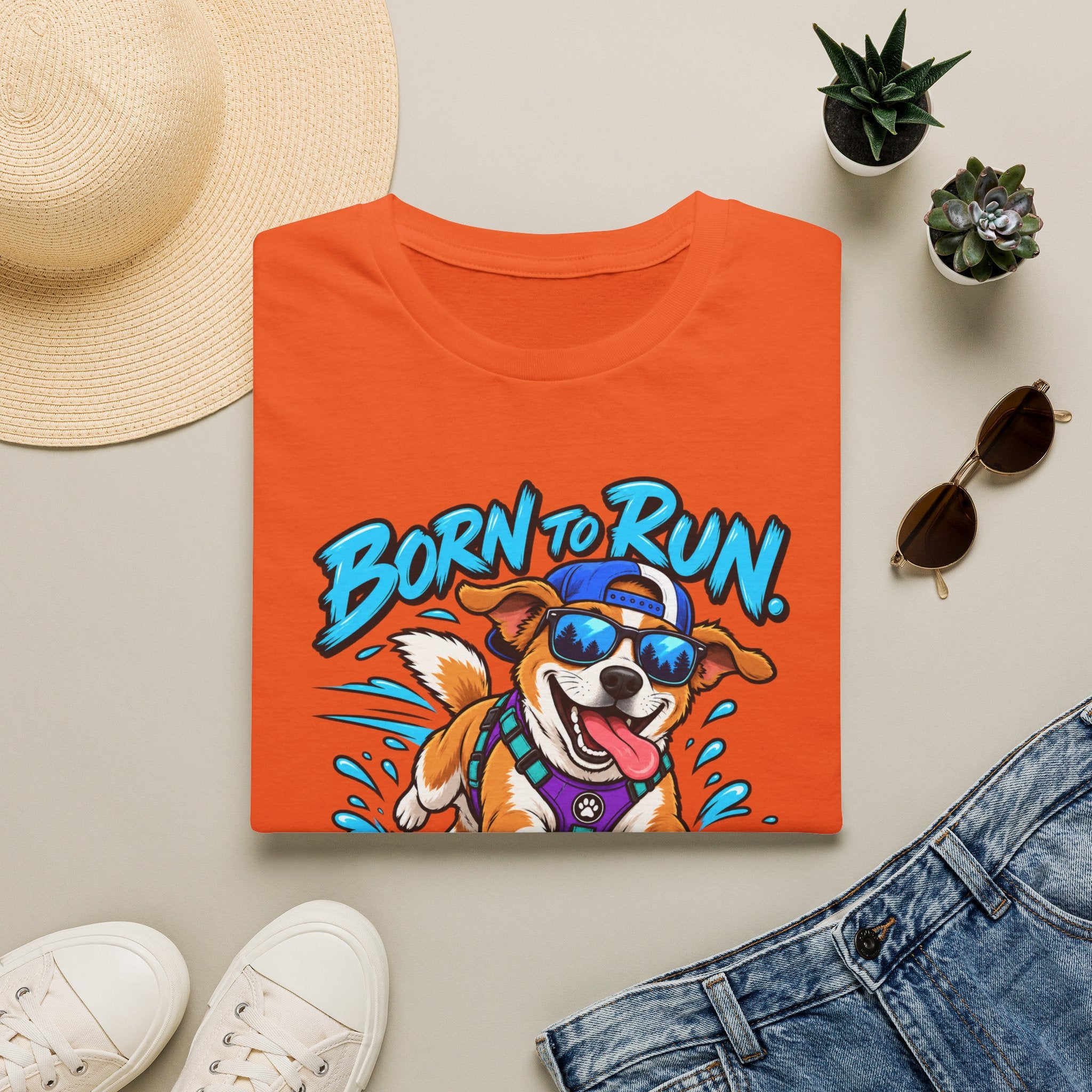Born to Run Dog T-Shirt — "Born to Run, Distracted by Everything" Cute Corgi Running Tee