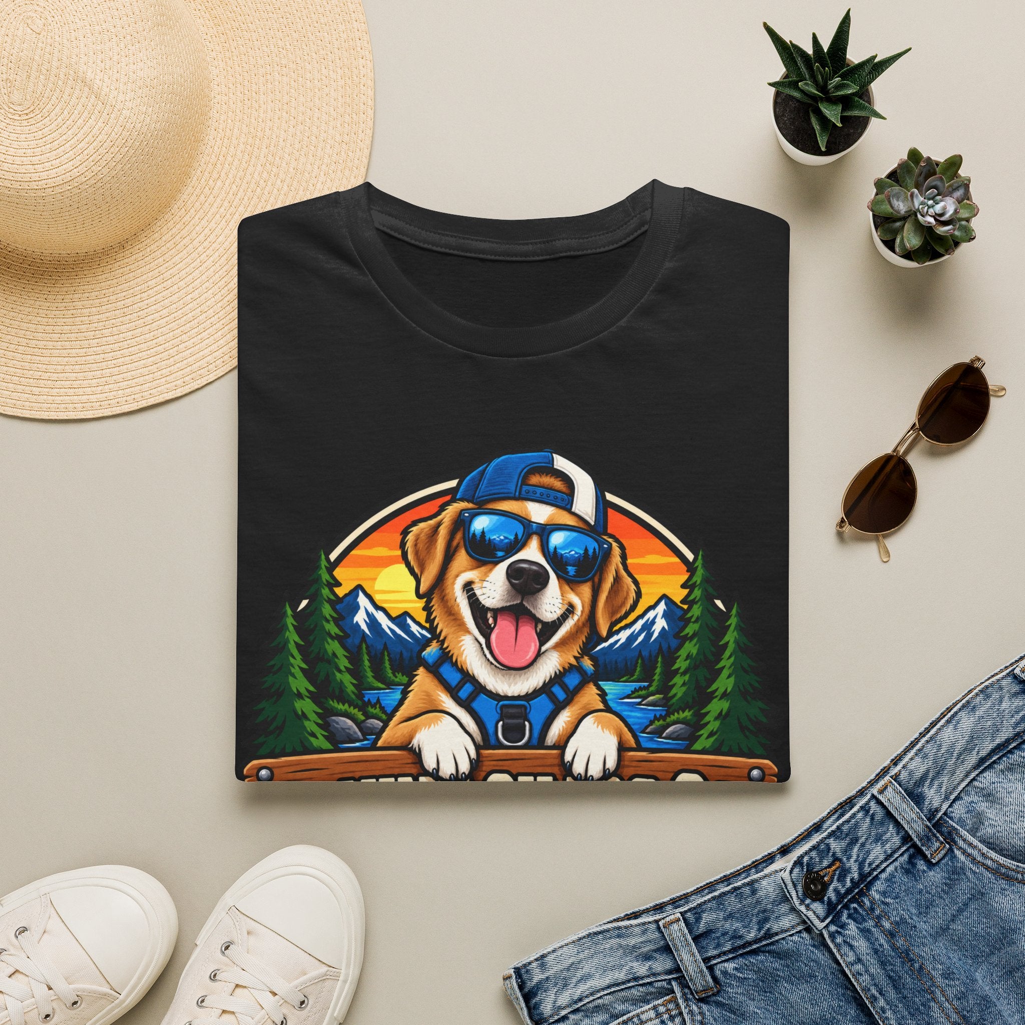 Dog Adventure T-Shirt — "Canine Chaos Co." Cute Hiking Pup Graphic