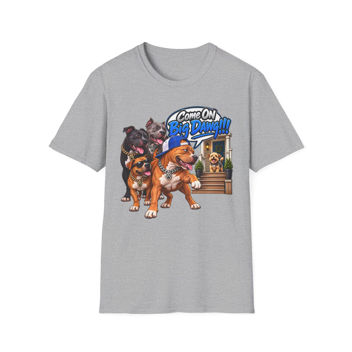 Come On Big Dawg! Funny Bulldog & Pups Graphic T-Shirt