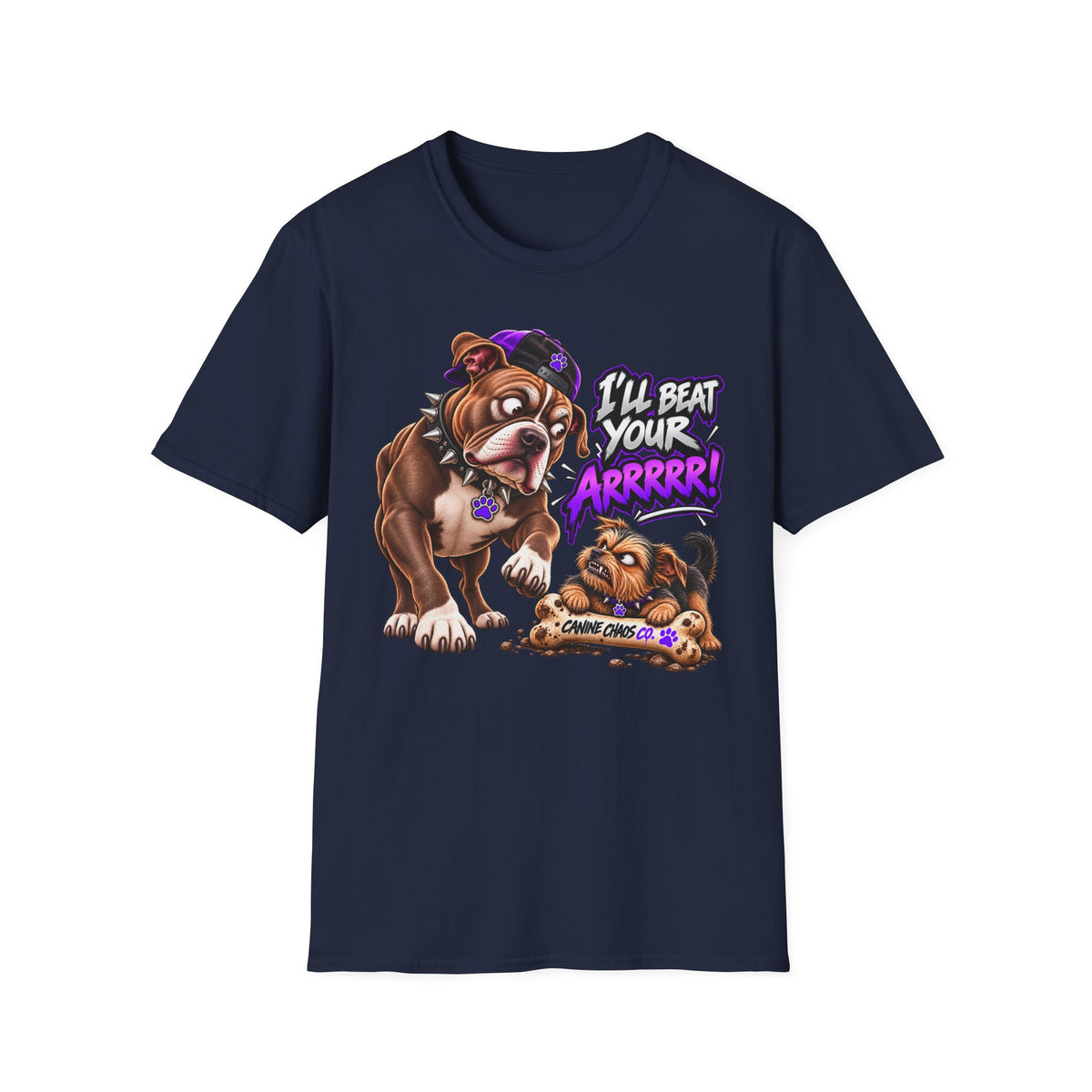 Bulldog Comics T‑Shirt – "I'll Beat Your Arrrr!" Funny Cartoon Dog Tee