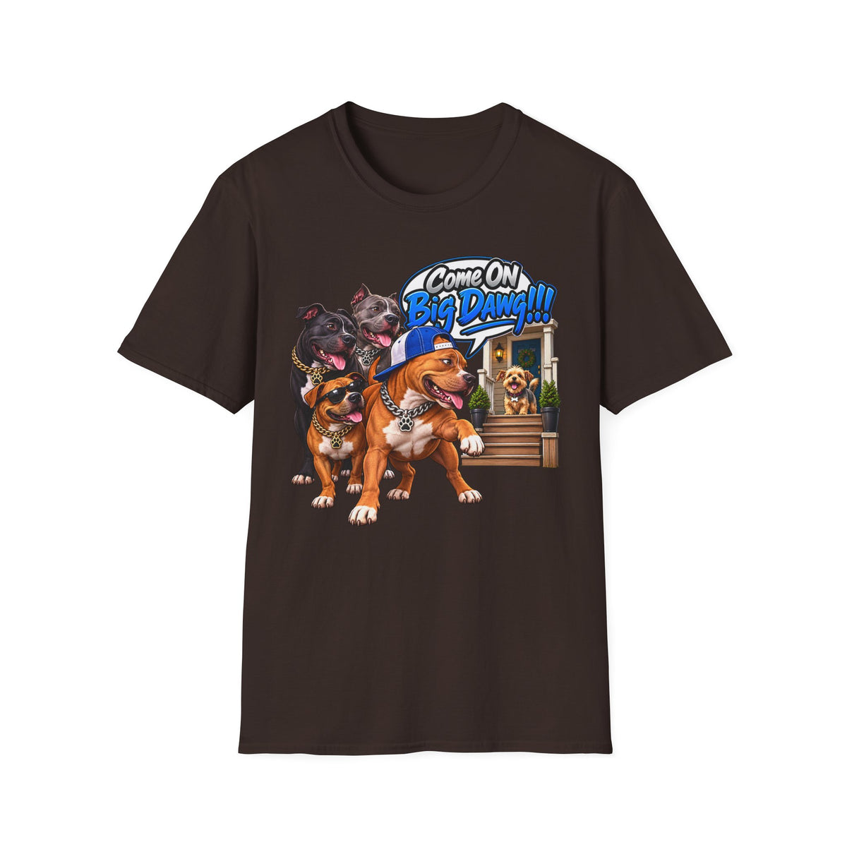 Come On Big Dawg! Funny Bulldog & Pups Graphic T-Shirt