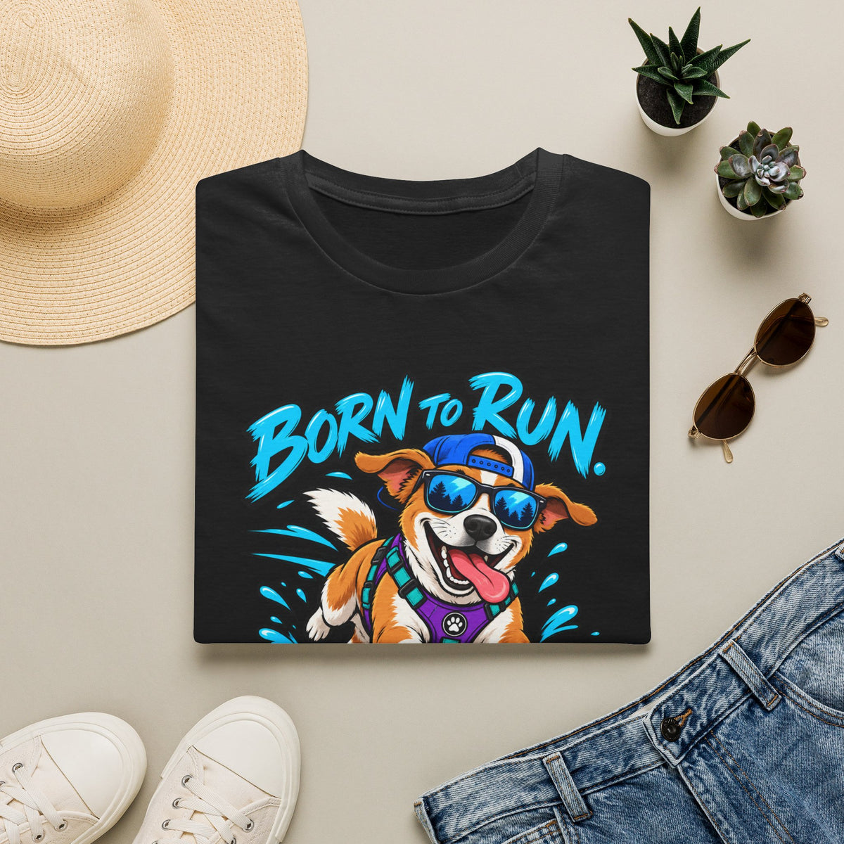 Born to Run Dog T-Shirt — "Born to Run, Distracted by Everything" Cute Corgi Running Tee