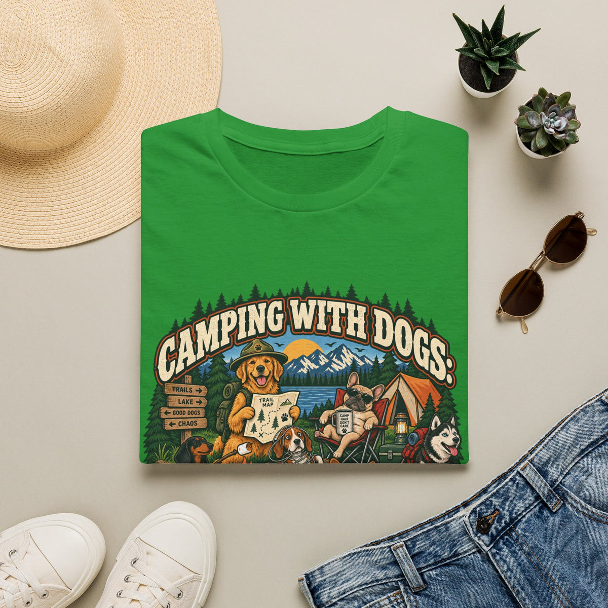 Camping With Dogs T-Shirt — Vintage Outdoor Dog Lover Tee