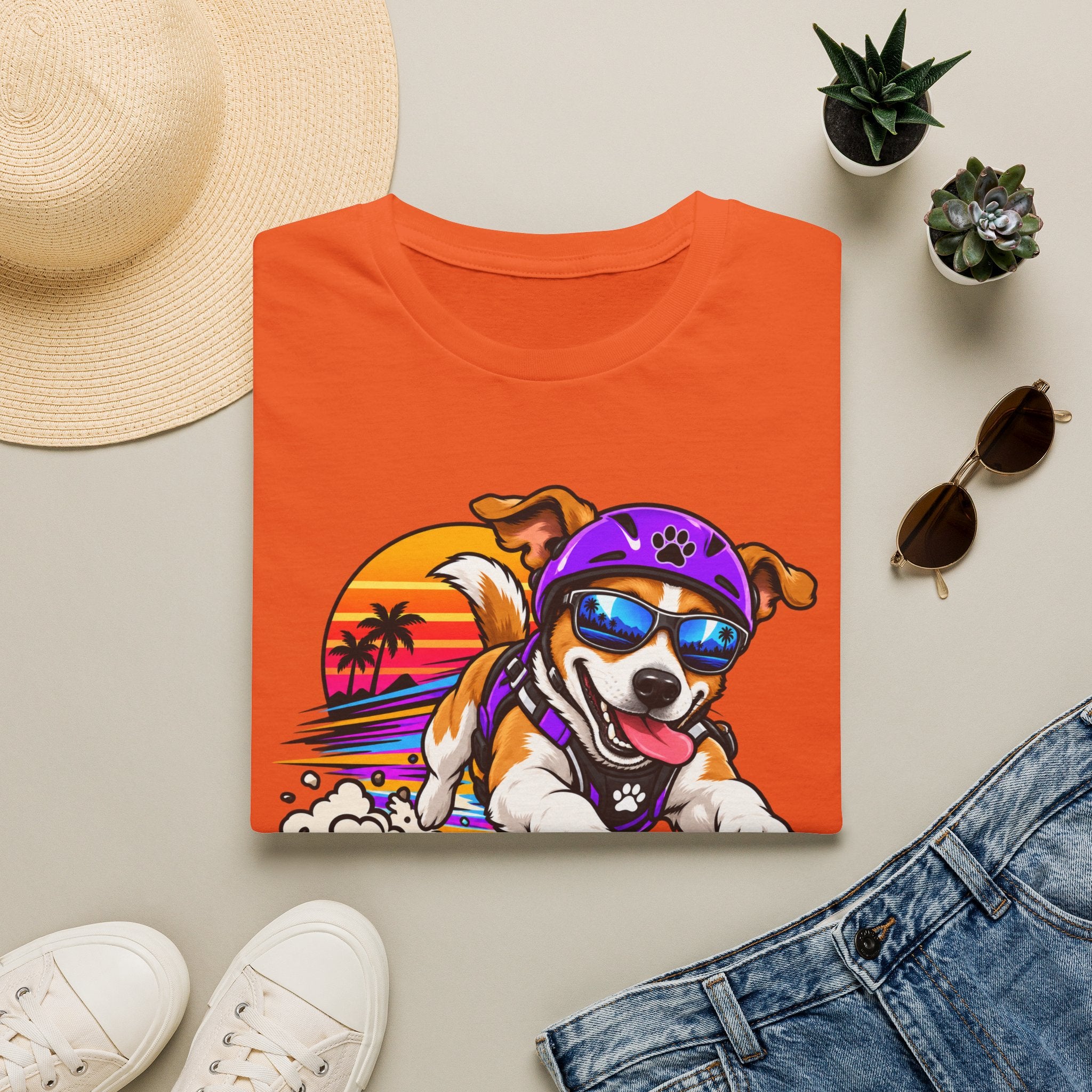 Full Send Dog T-Shirt – Retro Surfing Pup Graphic Tee