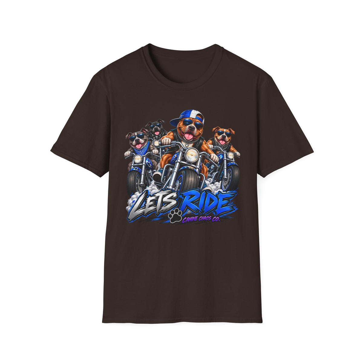 Let's Ride Motorcycle Dogs T-Shirt — Funny Biker Pup Graphic Tee
