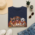 Fall Trio Dogs T-Shirt | Cute French Bulldog Boxer Dalmatian with Pumpkins