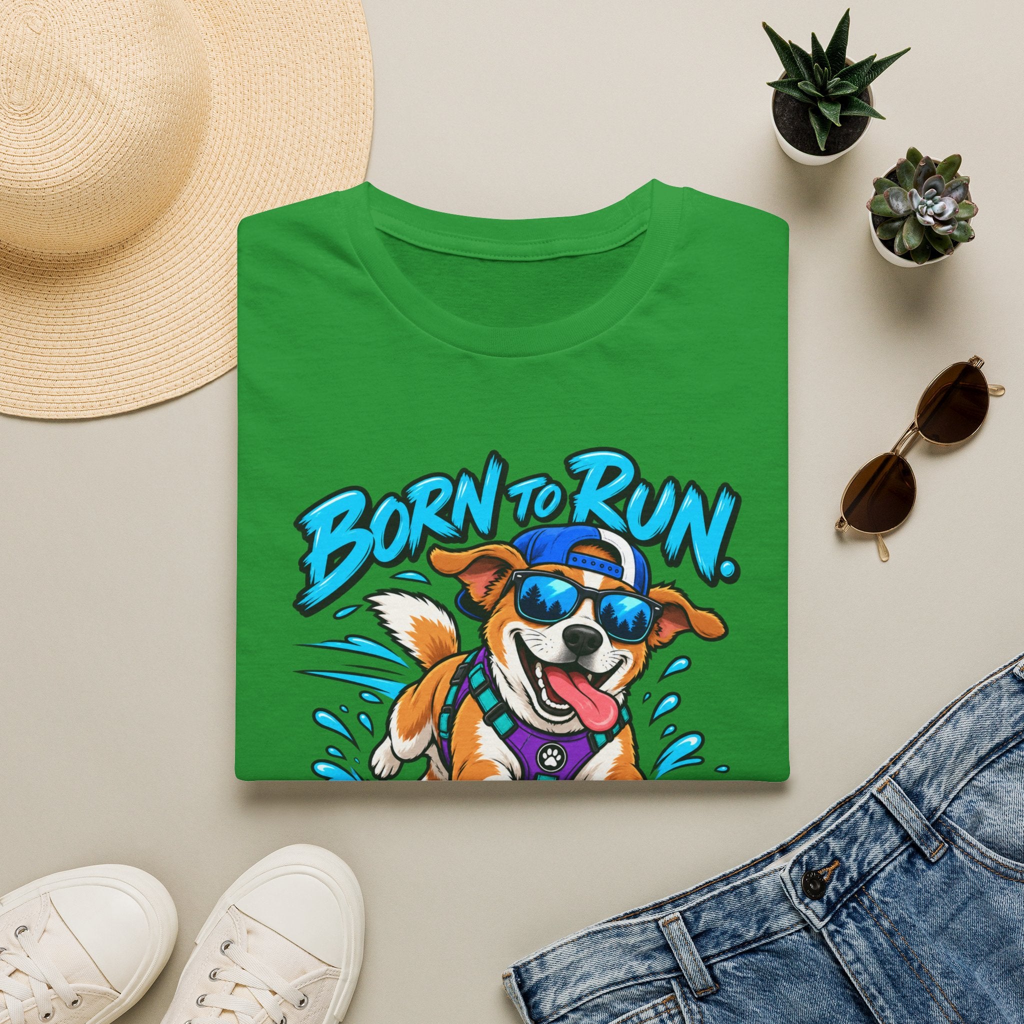 Born to Run Dog T-Shirt — "Born to Run, Distracted by Everything" Cute Corgi Running Tee