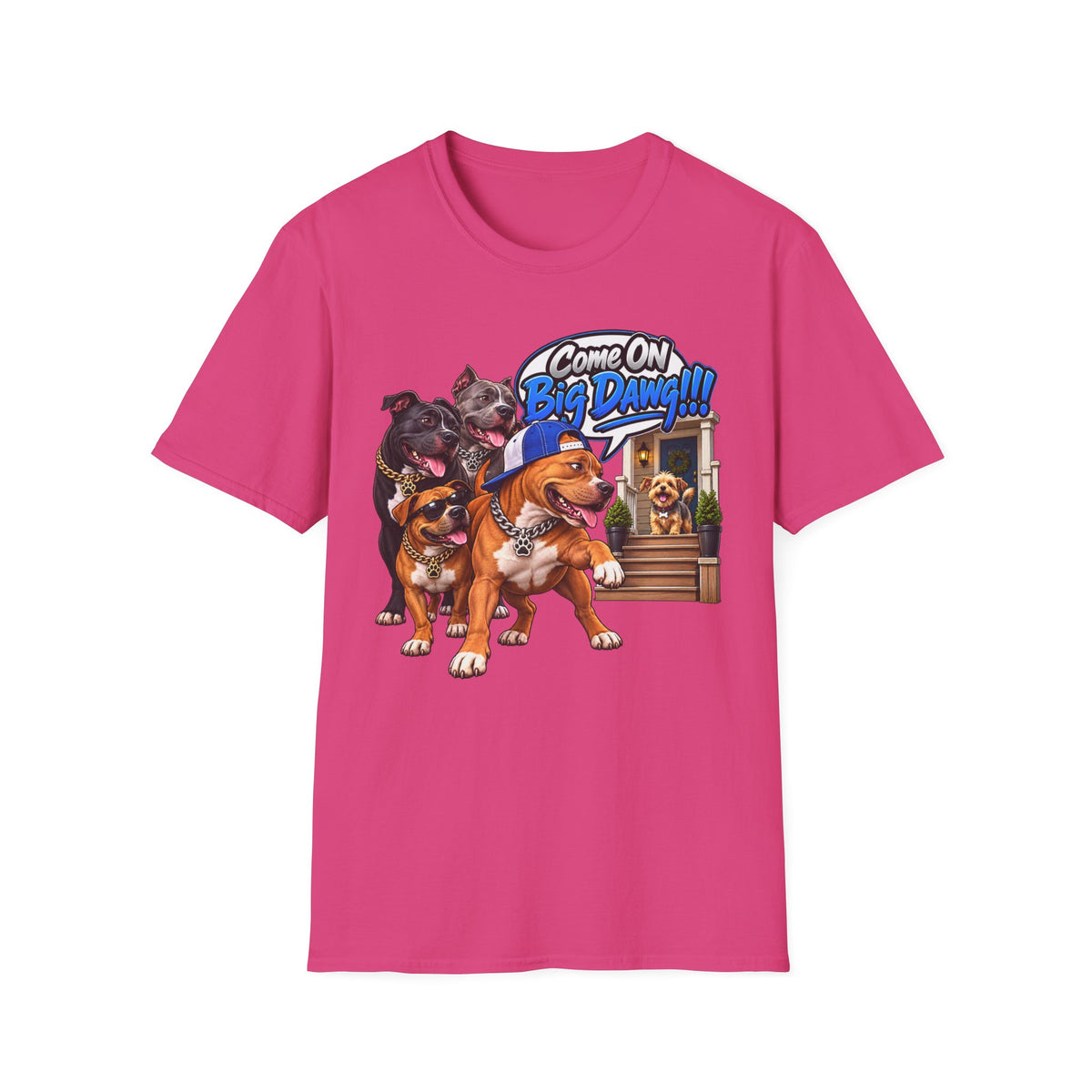 Come On Big Dawg! Funny Bulldog & Pups Graphic T-Shirt