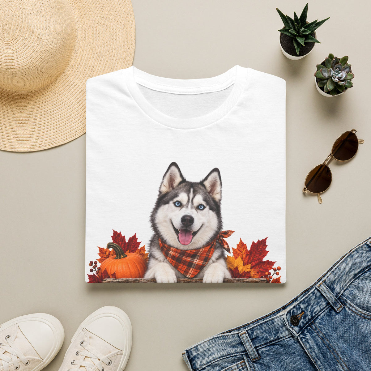 Husky Autumn Tee – 'Canine Chaos Co.' Fall Dog T-Shirt