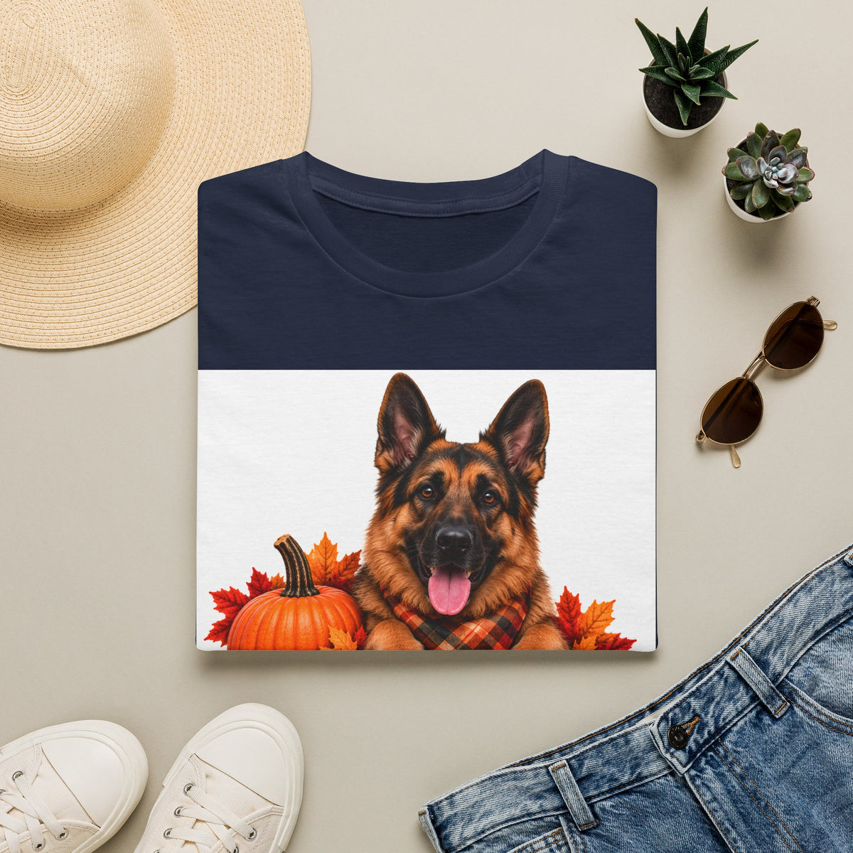 German Shepherd Autumn Tee — "Canine Chest Co." Fall Dog T-Shirt