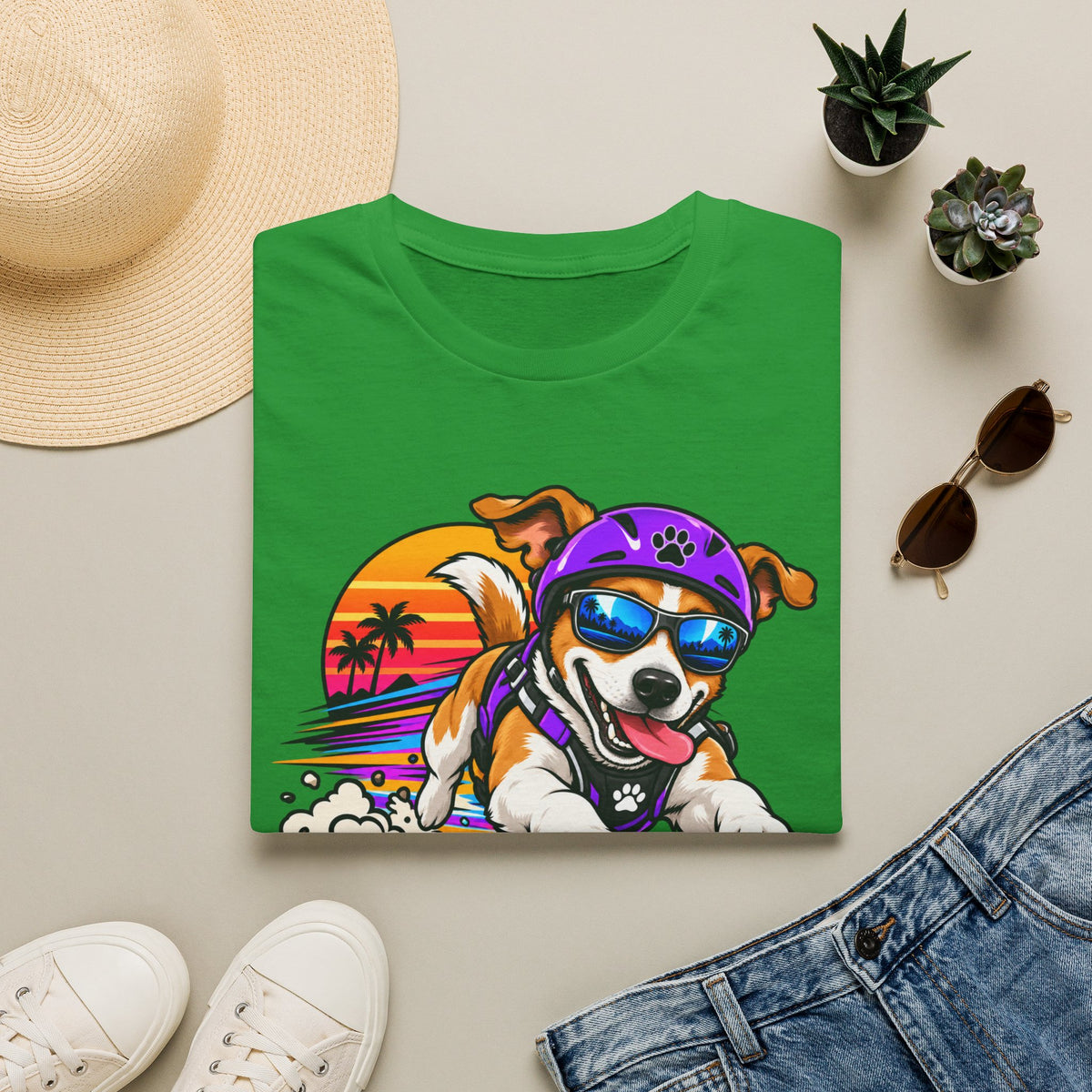 Full Send Dog T-Shirt – Retro Surfing Pup Graphic Tee