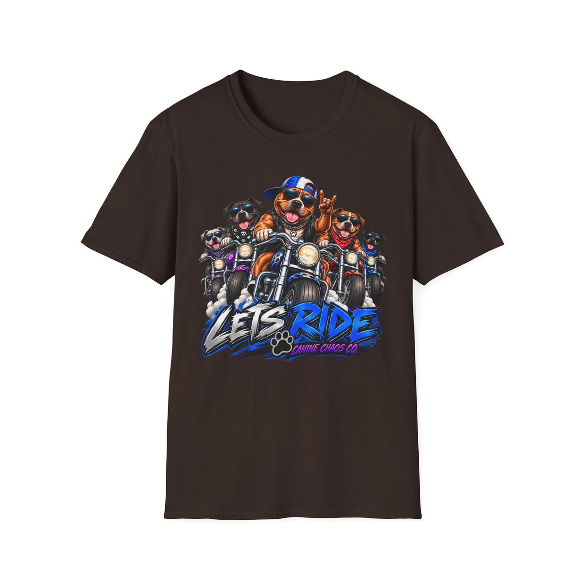 Lets Ride Dog Motorcycle T-Shirt — Funny Biker Dogs Graphic Tee