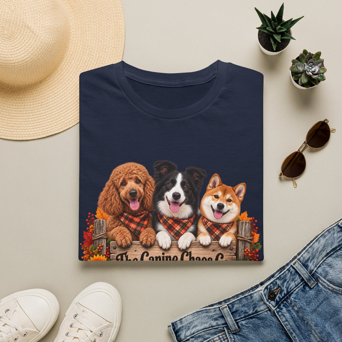 Three Dogs Fall Plaid Tee | T-Shirt