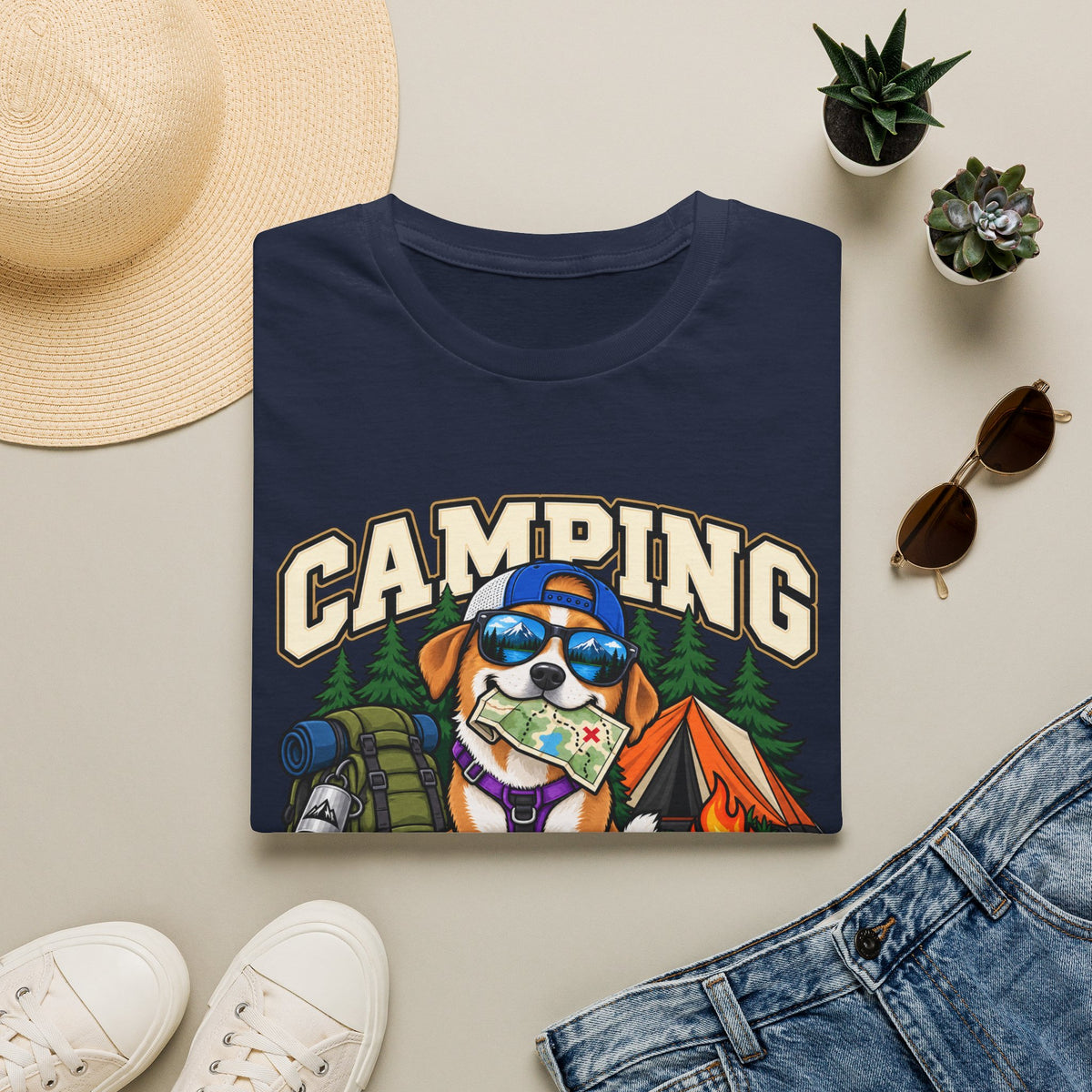 Camping Was My Idea T-Shirt — Funny Dog Camper Graphic Tee