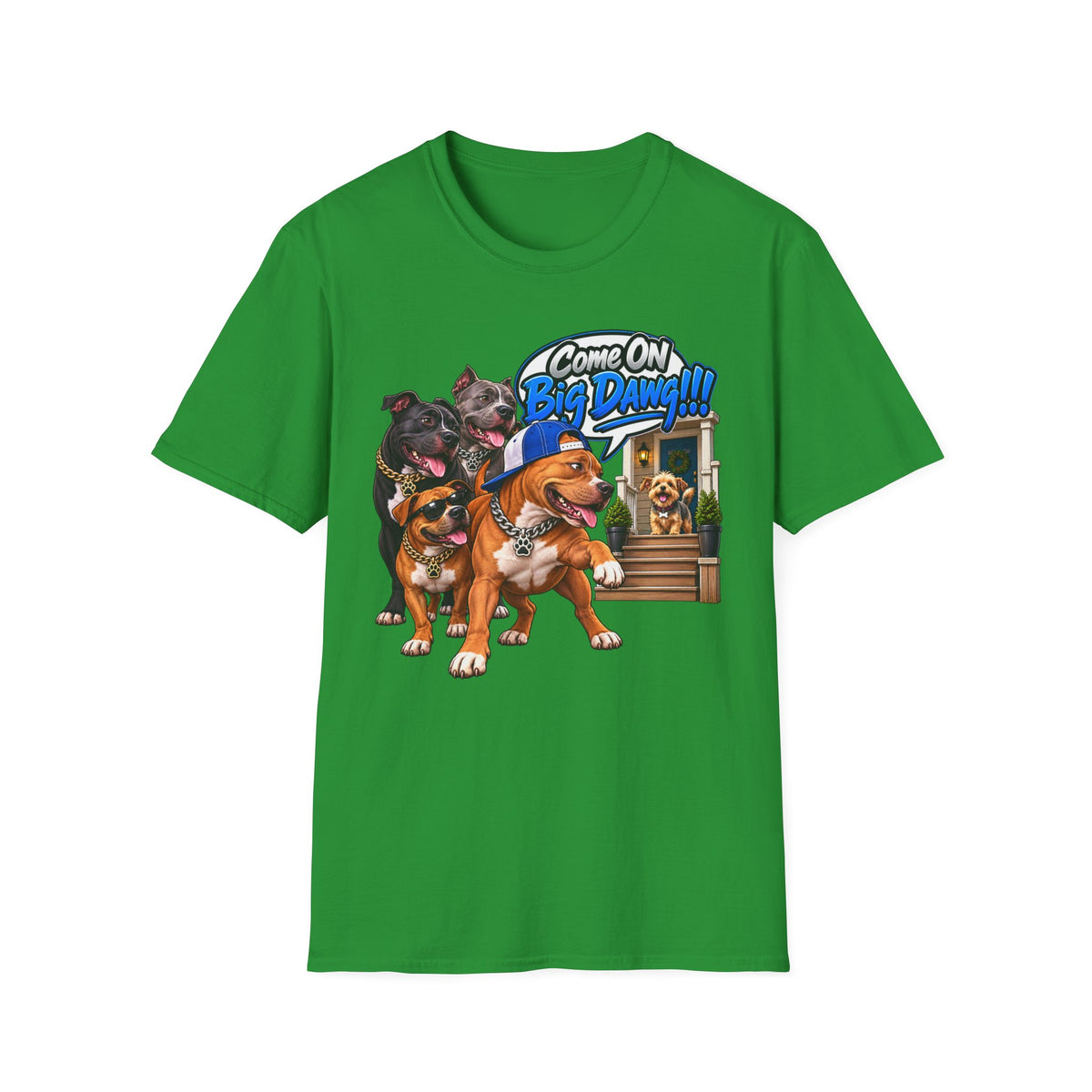 Come On Big Dawg! Funny Bulldog & Pups Graphic T-Shirt