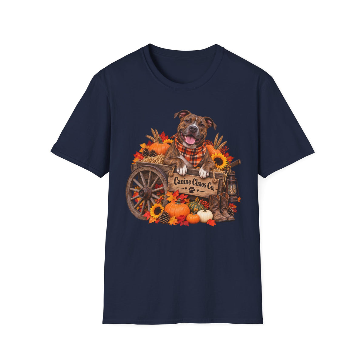 Fall Dog Harvest T-Shirt — 'Canine Chase Co.' Autumn Pumpkin Tee