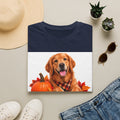 Golden Retriever Fall T‑Shirt – 'Canine Chur Co.' Pumpkin & Leaves Design