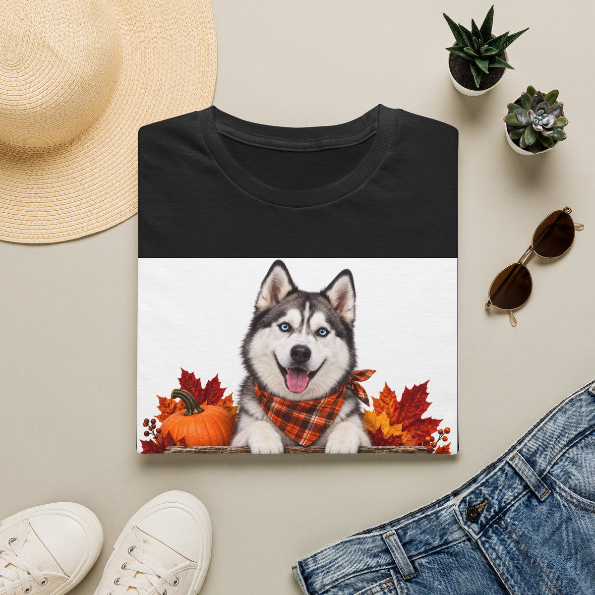 Husky Autumn Tee – 'Canine Chaos Co.' Fall Dog T-Shirt