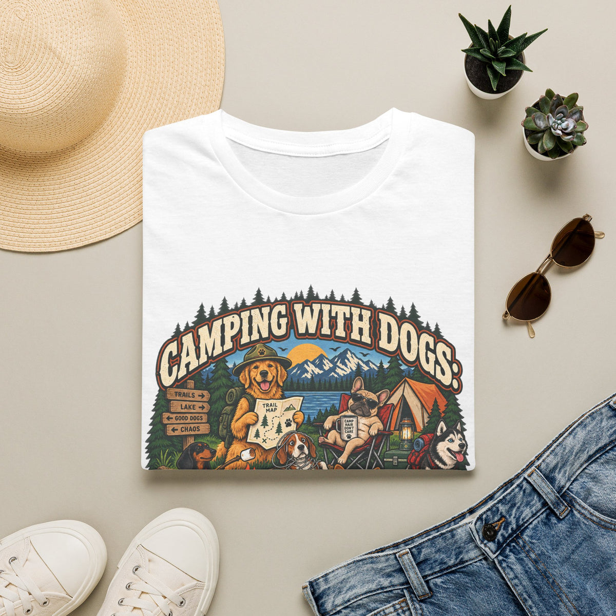 Camping With Dogs T-Shirt — Vintage Outdoor Dog Lover Tee