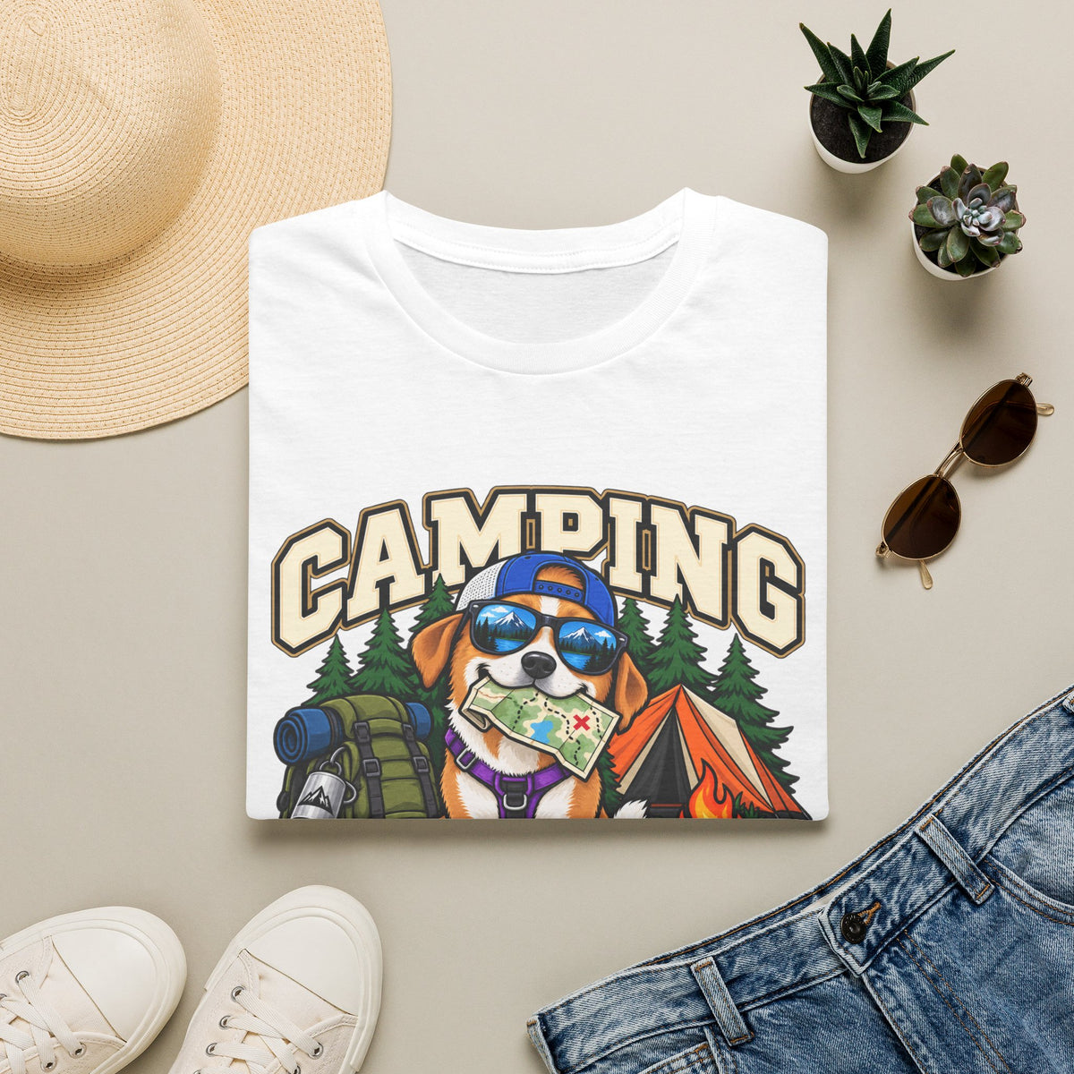Camping Was My Idea T-Shirt — Funny Dog Camper Graphic Tee