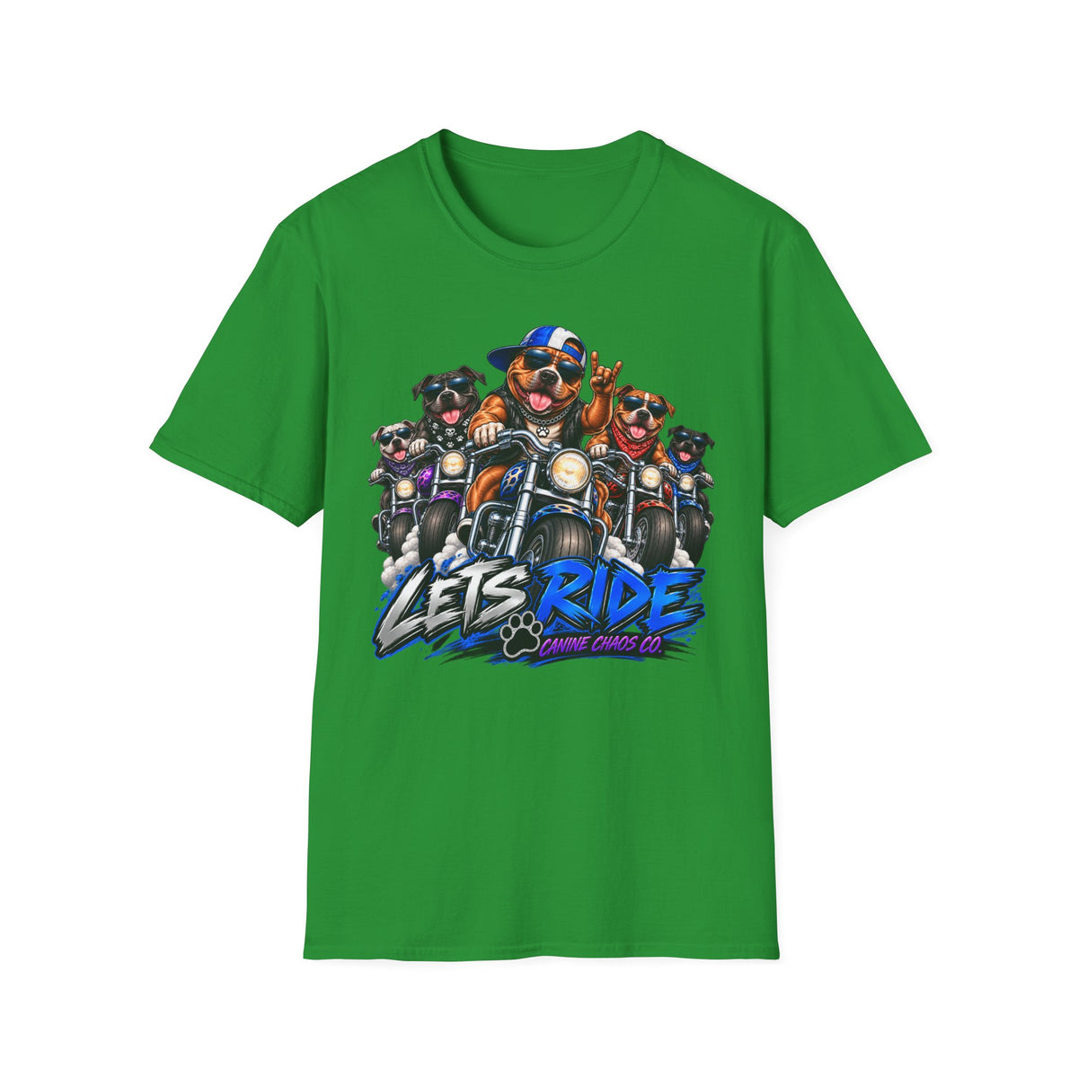 Lets Ride Dog Motorcycle T-Shirt — Funny Biker Dogs Graphic Tee