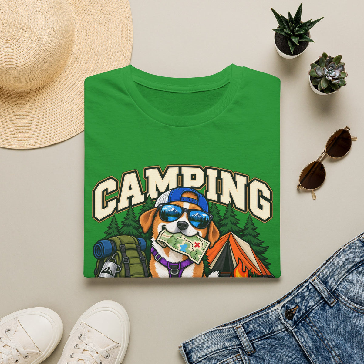 Camping Was My Idea T-Shirt — Funny Dog Camper Graphic Tee