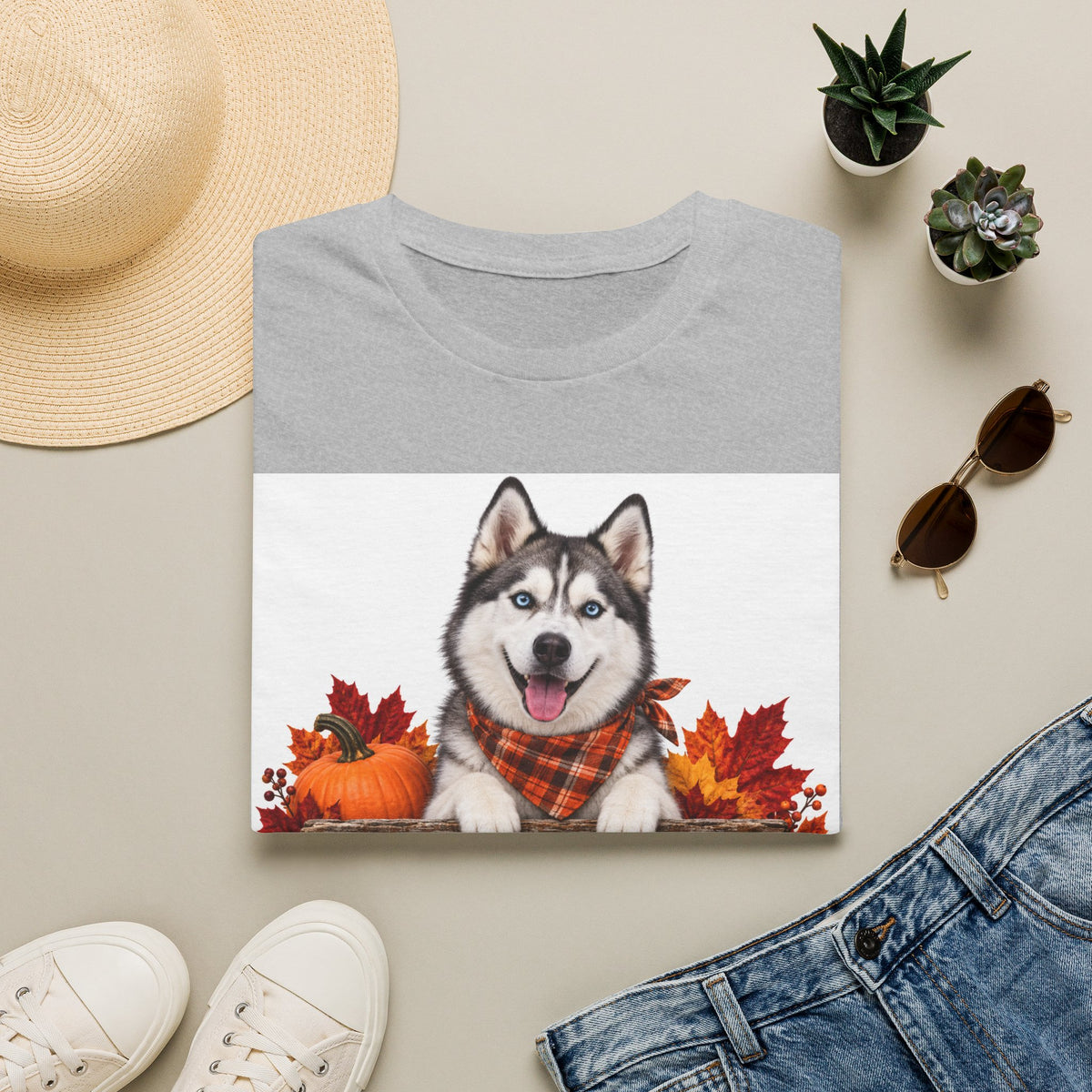 Husky Autumn Tee – 'Canine Chaos Co.' Fall Dog T-Shirt