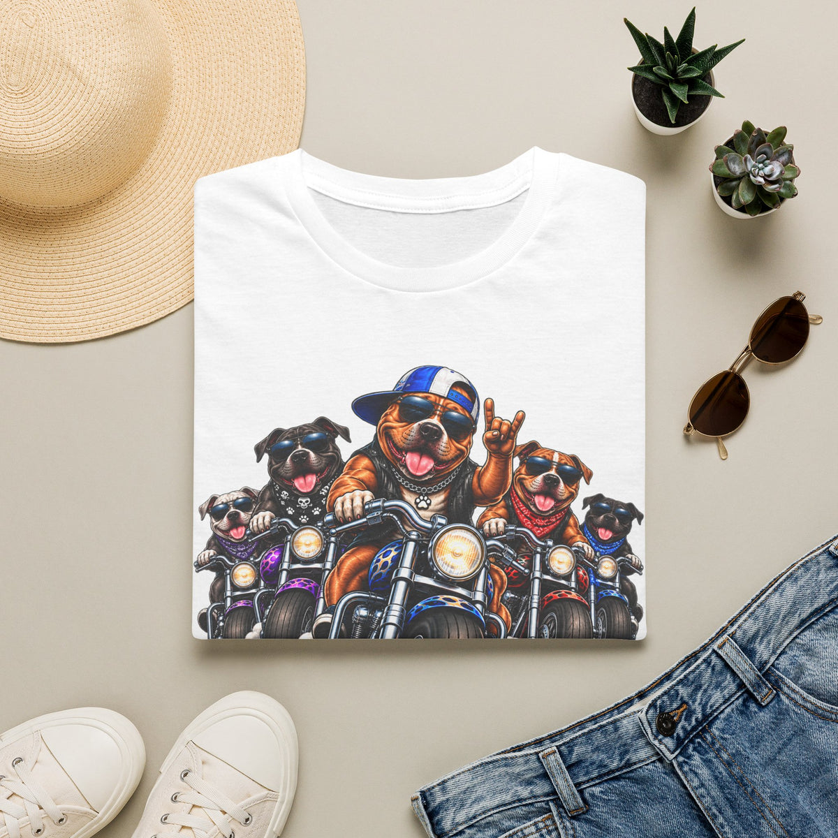 Lets Ride Dog Motorcycle T-Shirt — Funny Biker Dogs Graphic Tee