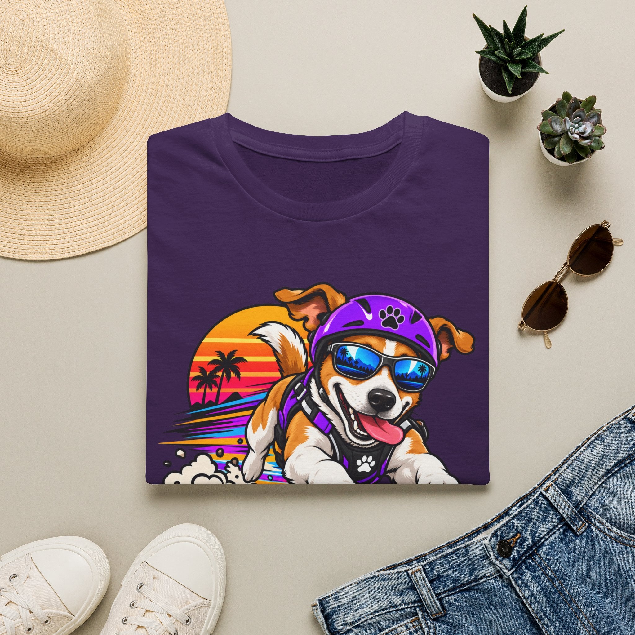 Full Send Dog T-Shirt – Retro Surfing Pup Graphic Tee