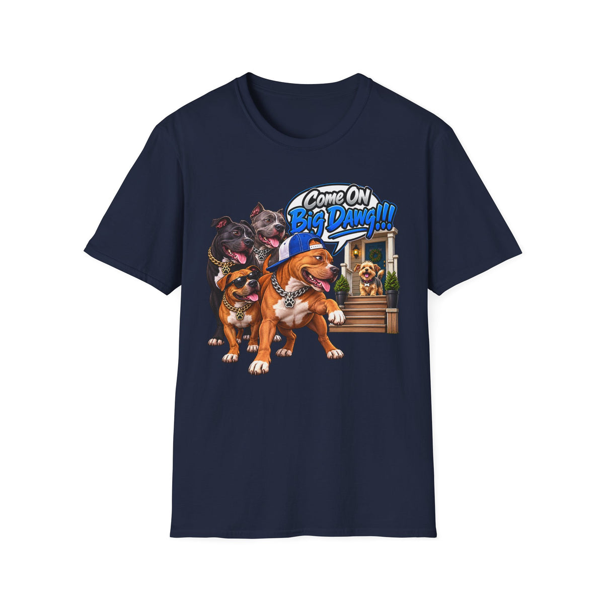 Come On Big Dawg! Funny Bulldog & Pups Graphic T-Shirt
