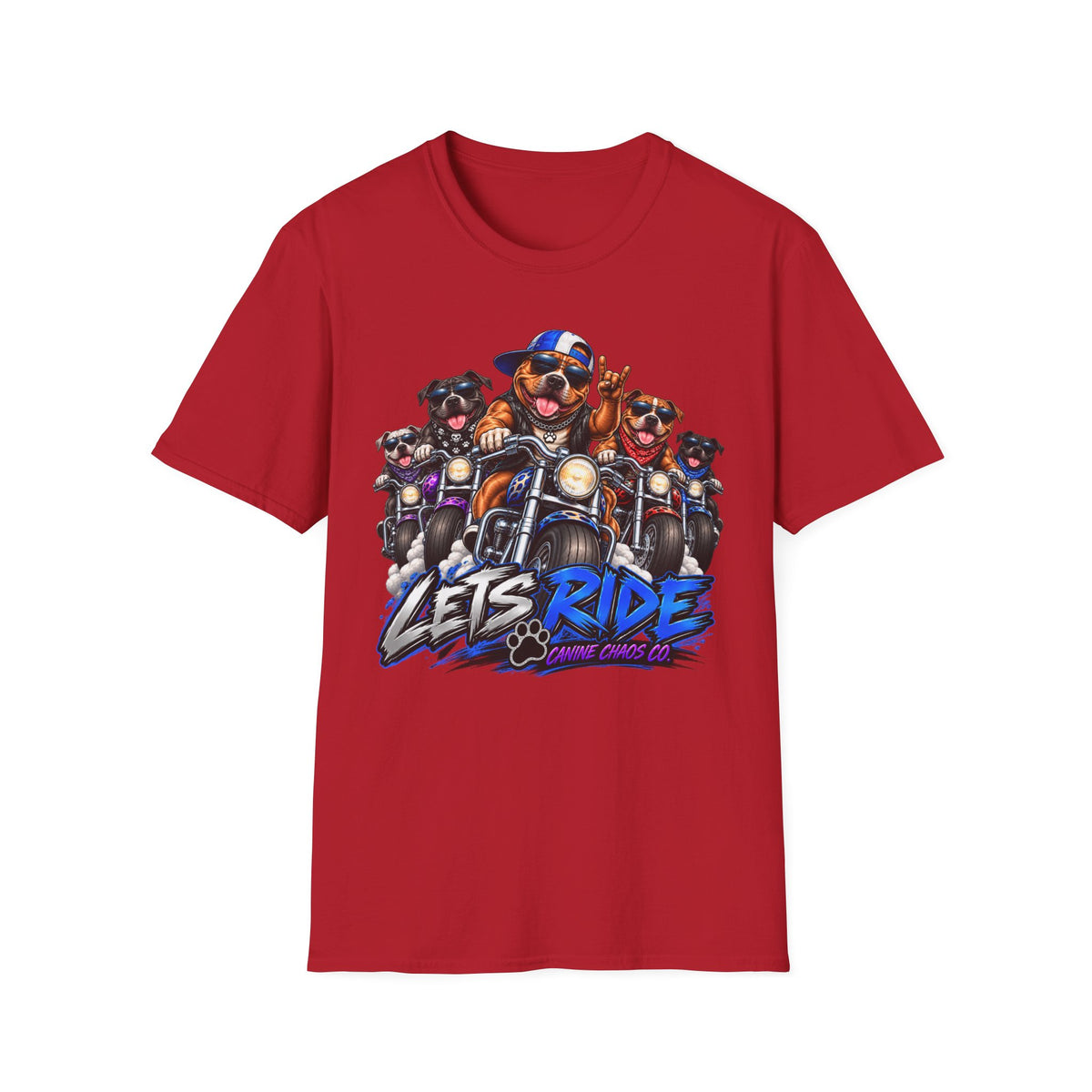 Lets Ride Dog Motorcycle T-Shirt — Funny Biker Dogs Graphic Tee