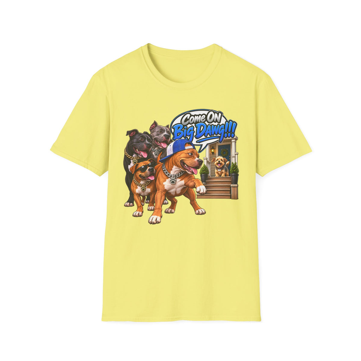 Come On Big Dawg! Funny Bulldog & Pups Graphic T-Shirt