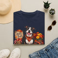 Hello Fall Pit Bull T-Shirt — Autumn Pumpkin Plaid Dog Tee