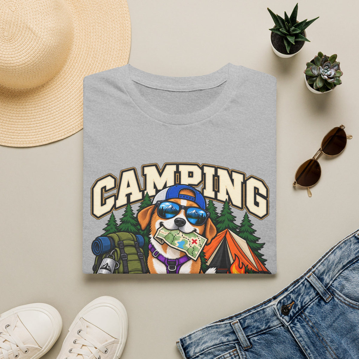 Camping Was My Idea T-Shirt — Funny Dog Camper Graphic Tee
